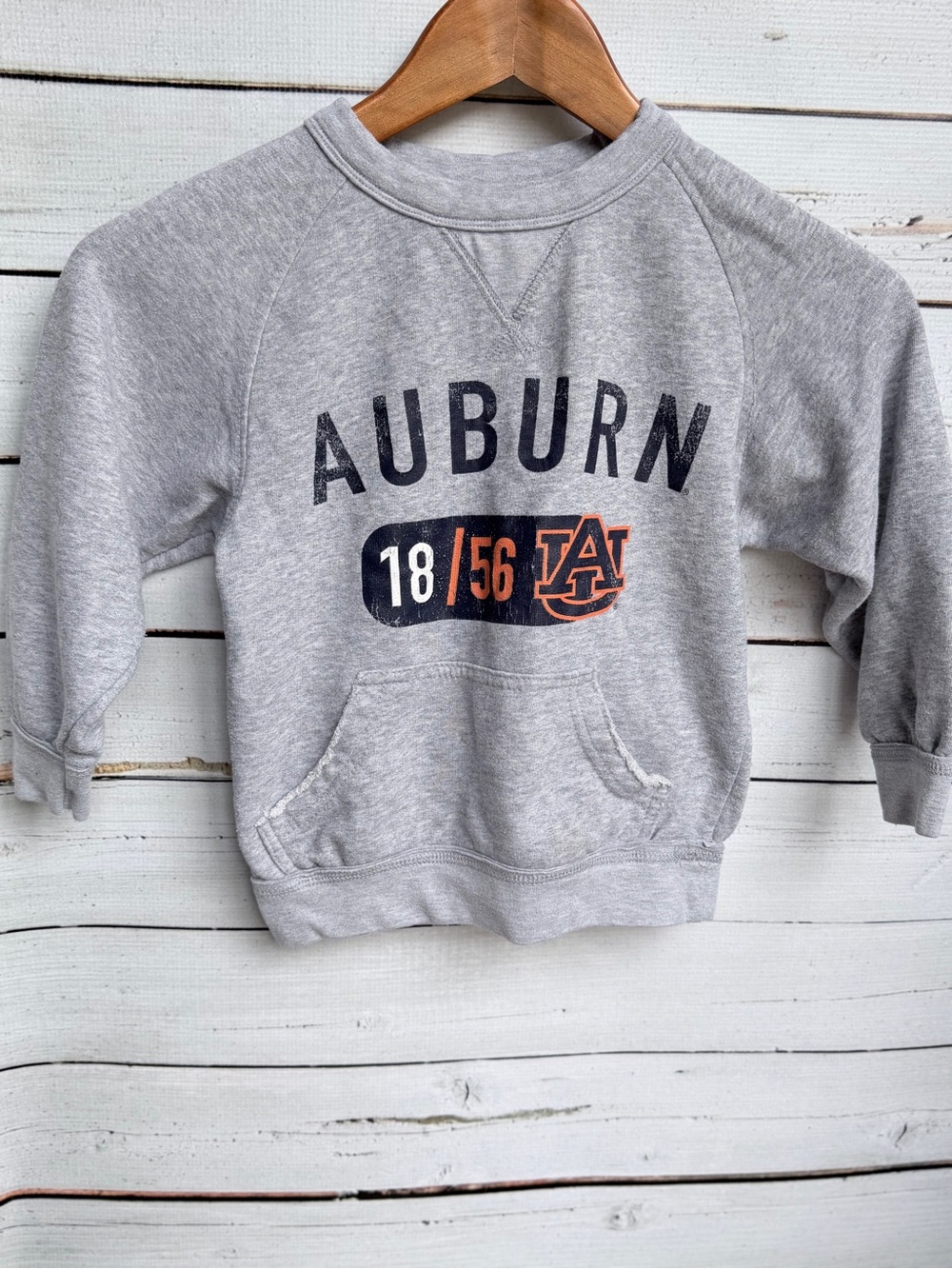 Knights Apparel Heather Gray Kids Auburn Sweatshirt with Navy and Orange Logo